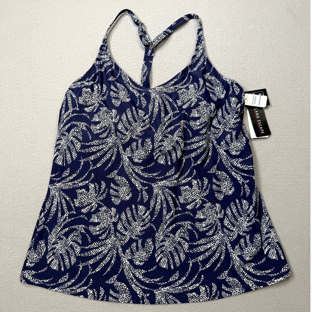 Island Escape Women's Racerback Underwire Tankini Top, navy 12 $40